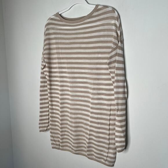 Akris Punto Tan Beige Cream Stripe Pullover Size 8 - Picture 3 of 8